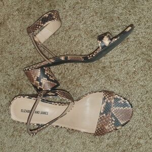 Elizabeth And James Snake Print Column Heels sz 7.5/8